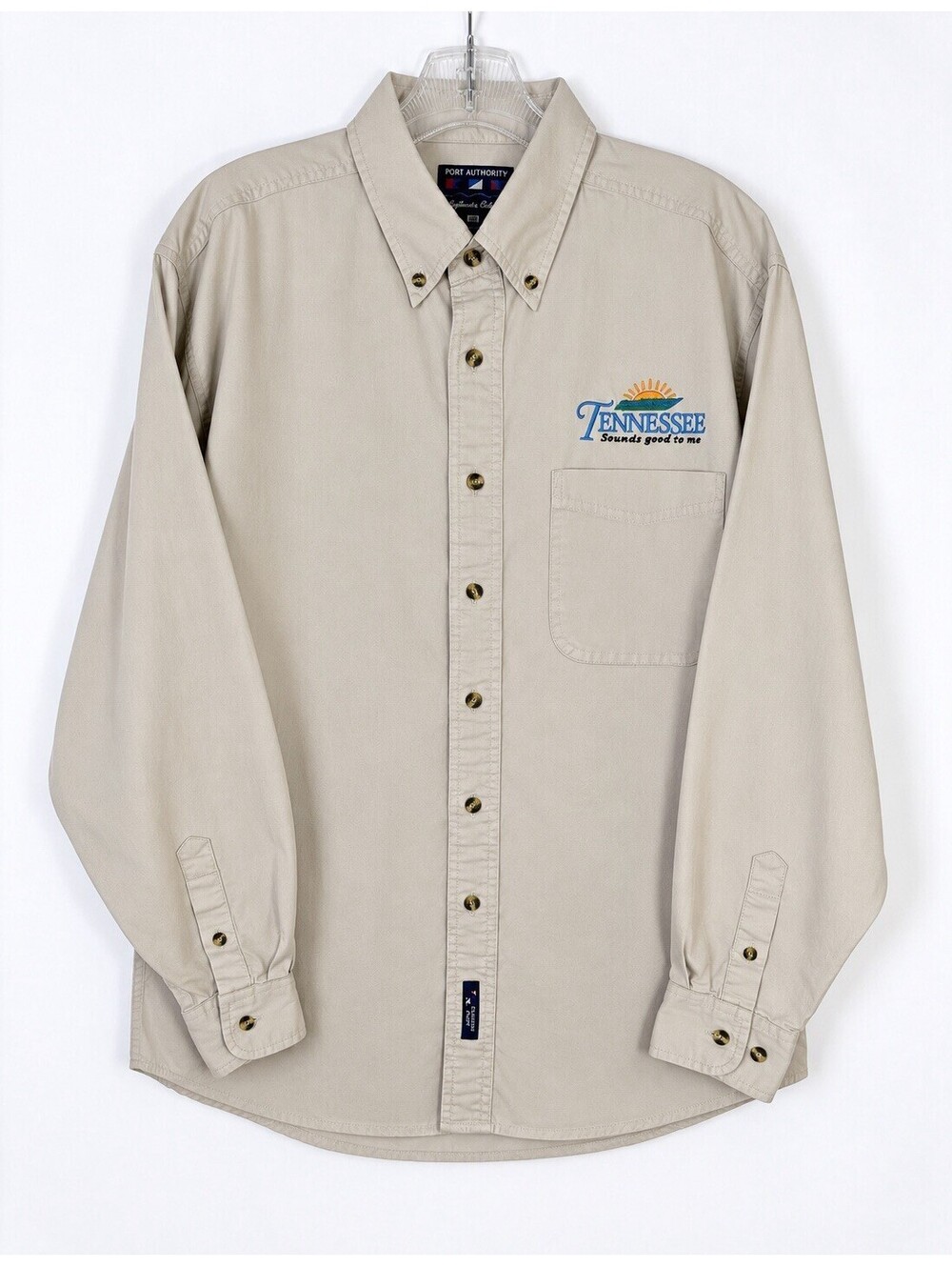 Vintage Tennessee Sounds Good To Me Denim Shirt M Embroidered Port Authority